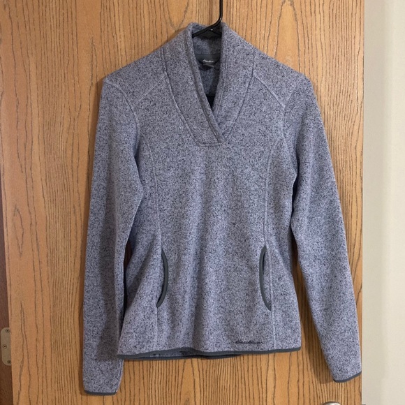 Eddie Bauer Fleece V-Neck Pullover Blue Gray - Picture 2 of 9
